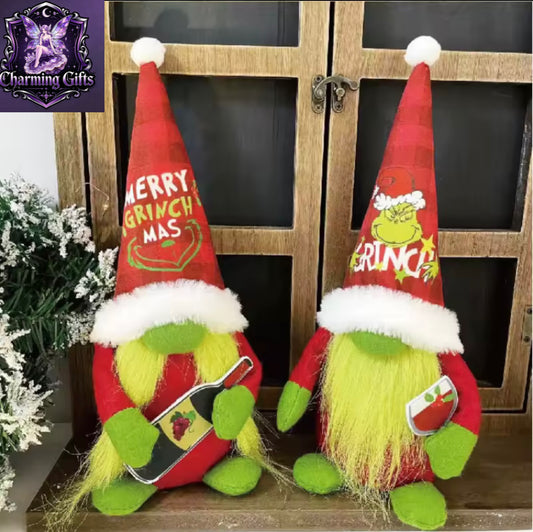 New Christmas Grinch Green Hair Monster Faceless Old Man Three-dimensional Christmas Ornament Doll Holiday Ornament
