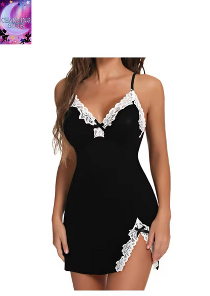 Women's Sexy Lace Pajamas Summer Night Sexy Pajamas V-Neck Full Non-Slip Babydoll Underwear Nightgown