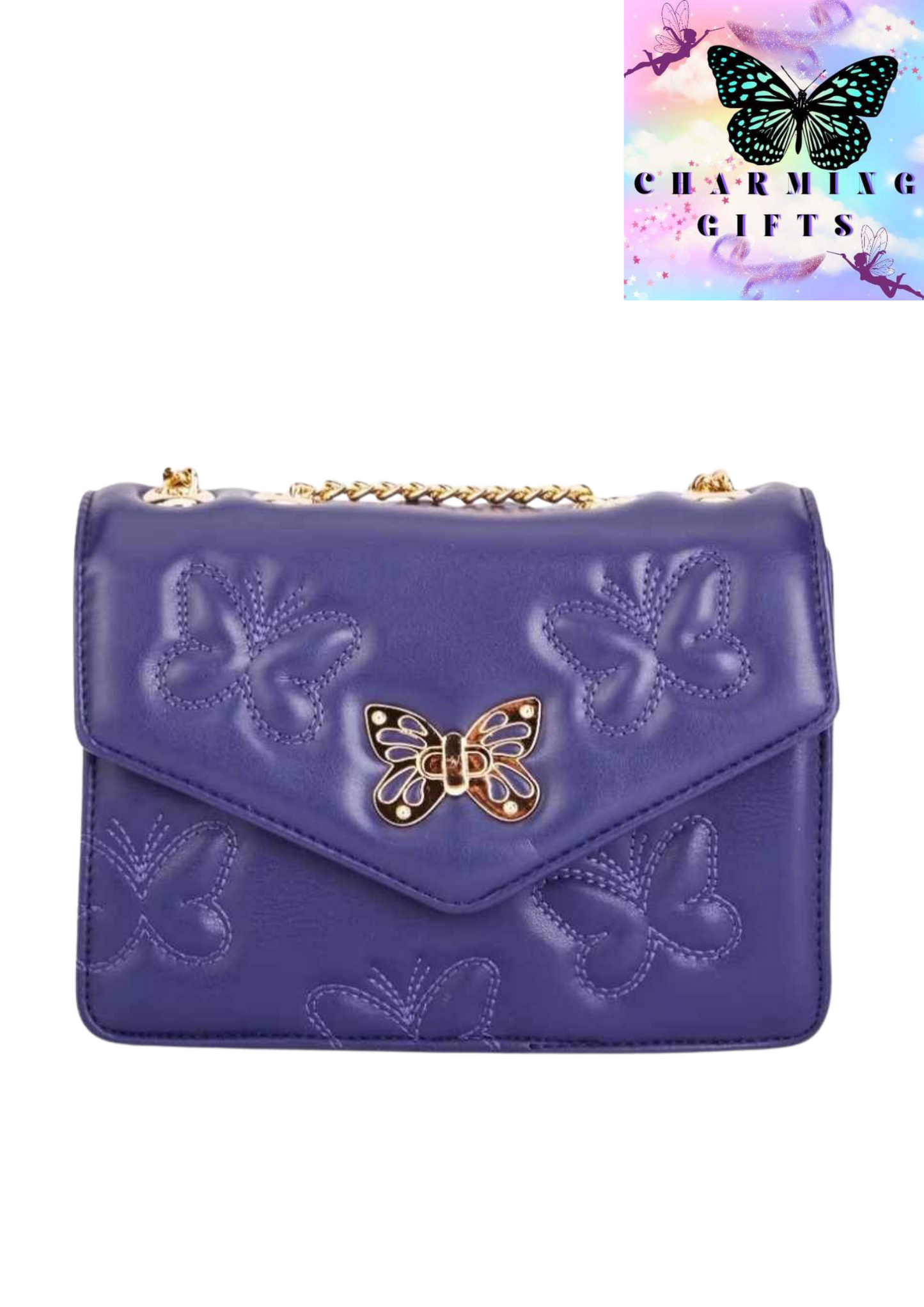 Butterfly Encrusted Flap Bag