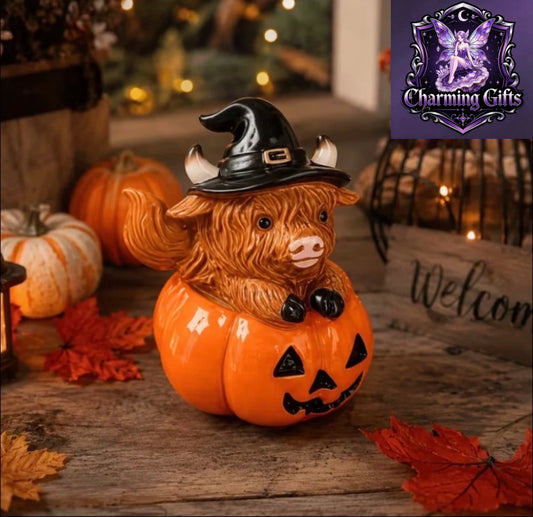 🎃 Halloween Highland Cow Collectible Figurine 🐄✨