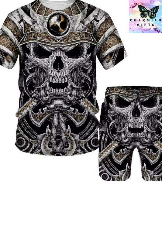 Bad ass Skeleton shorts &T shirt set