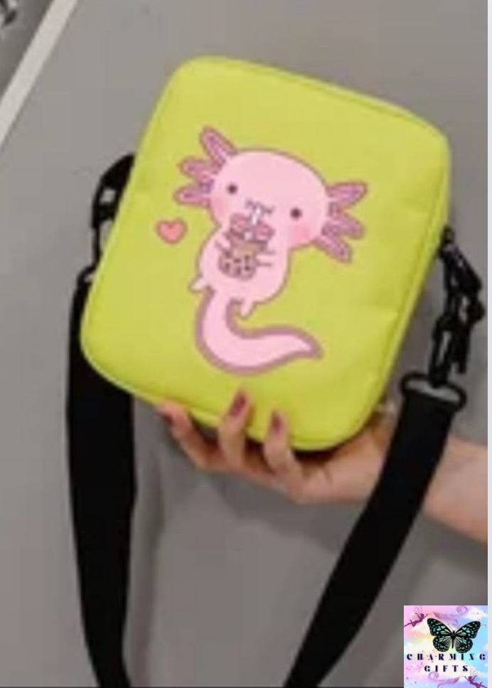 Cute axoloti zipper shoulder bag