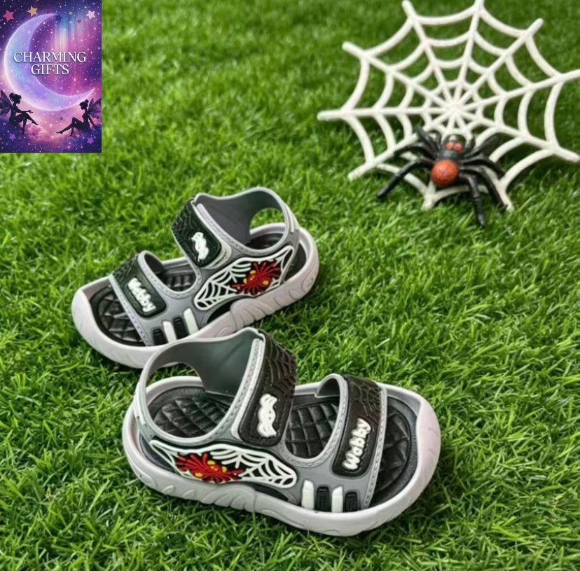 Cartoon Spider Web Sandals, Boys' Baby Soft-Soled Breathable Casual Shoes, Kids' Outdoor Beach Shoes