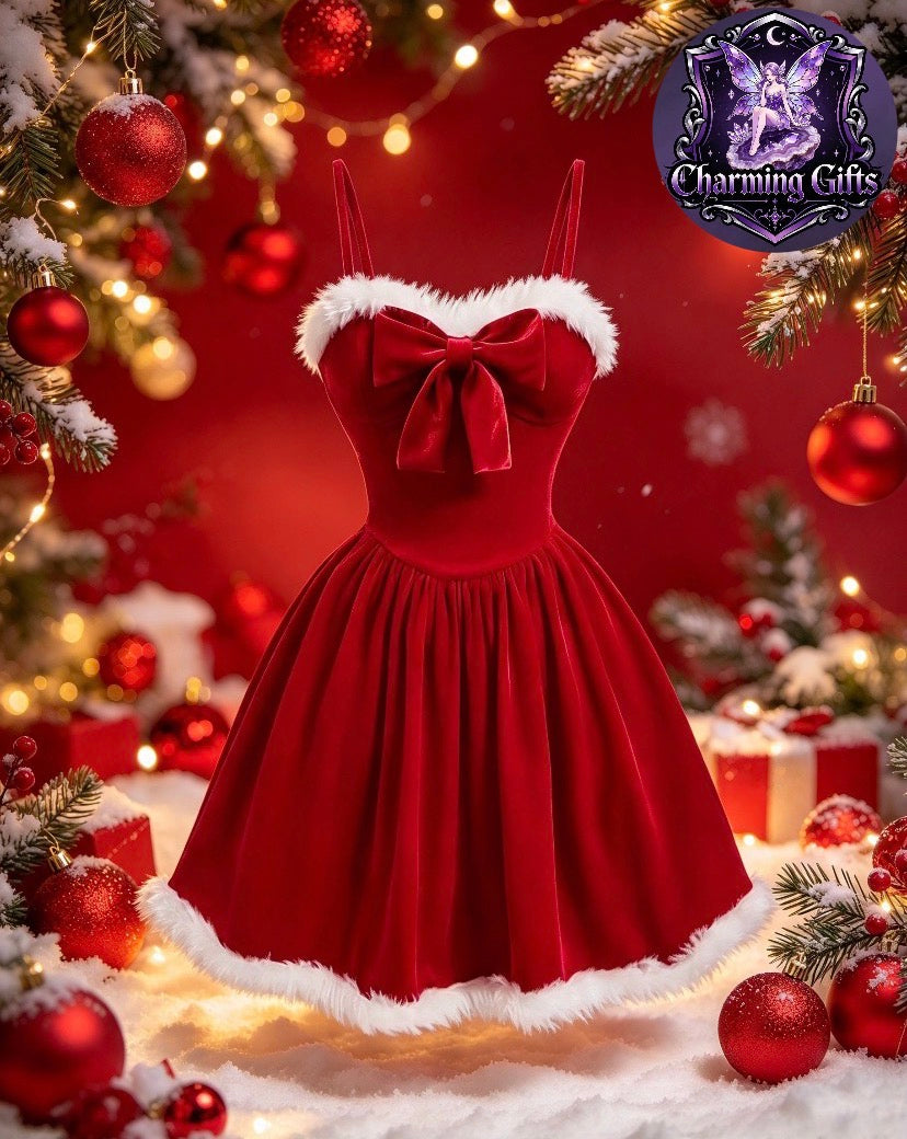 🎄 Enchanted Bow Velvet Christmas Dress 🎀✨
✨ Timeless Elegance, Festive Magic