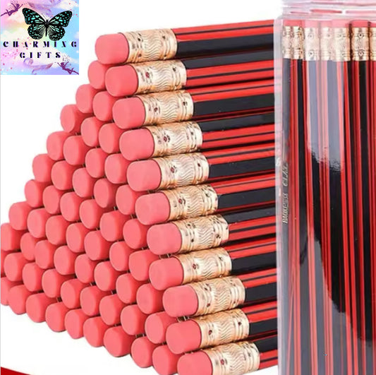 50PCS Sketch Pencil Wooden Lead Pencils HB Pencil With Eraser Children Drawing Pencil School Office Writing Stationery