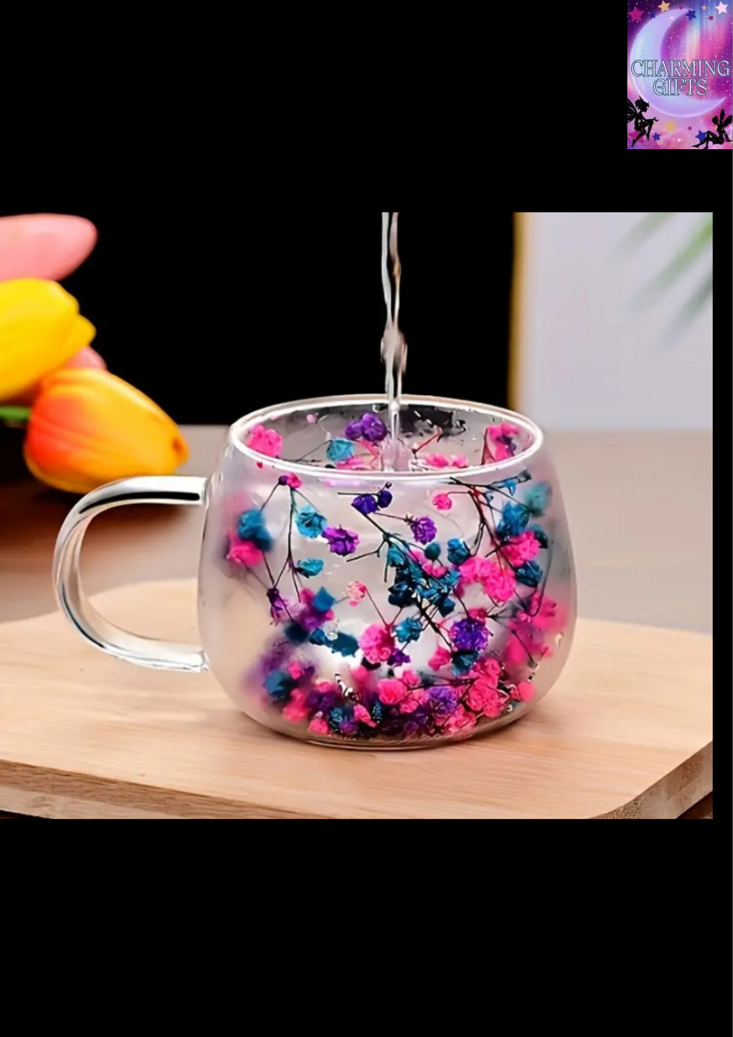 1pc Floral Double Wall Glass Coffee Mug 5oz - Insulated Thermal Cup for Hot and Cold Beverages, Ideal for Latte, Cappuccino, Iced Tea - Reusable, Dishwasher Safe - Perfect for Home, Office, Restaurant Use - Anti-Slip, Leak-Proof, Glass Material - Suitable