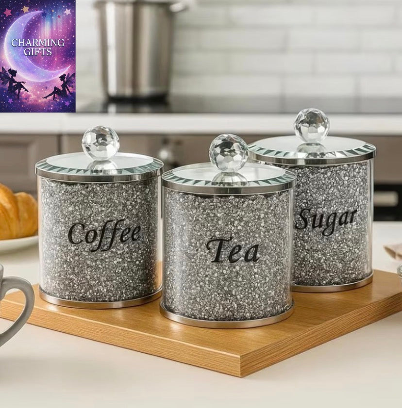3-Piece Kitchen Storage Canisters with Lids, Easy to Clean Jars for Dry Goods