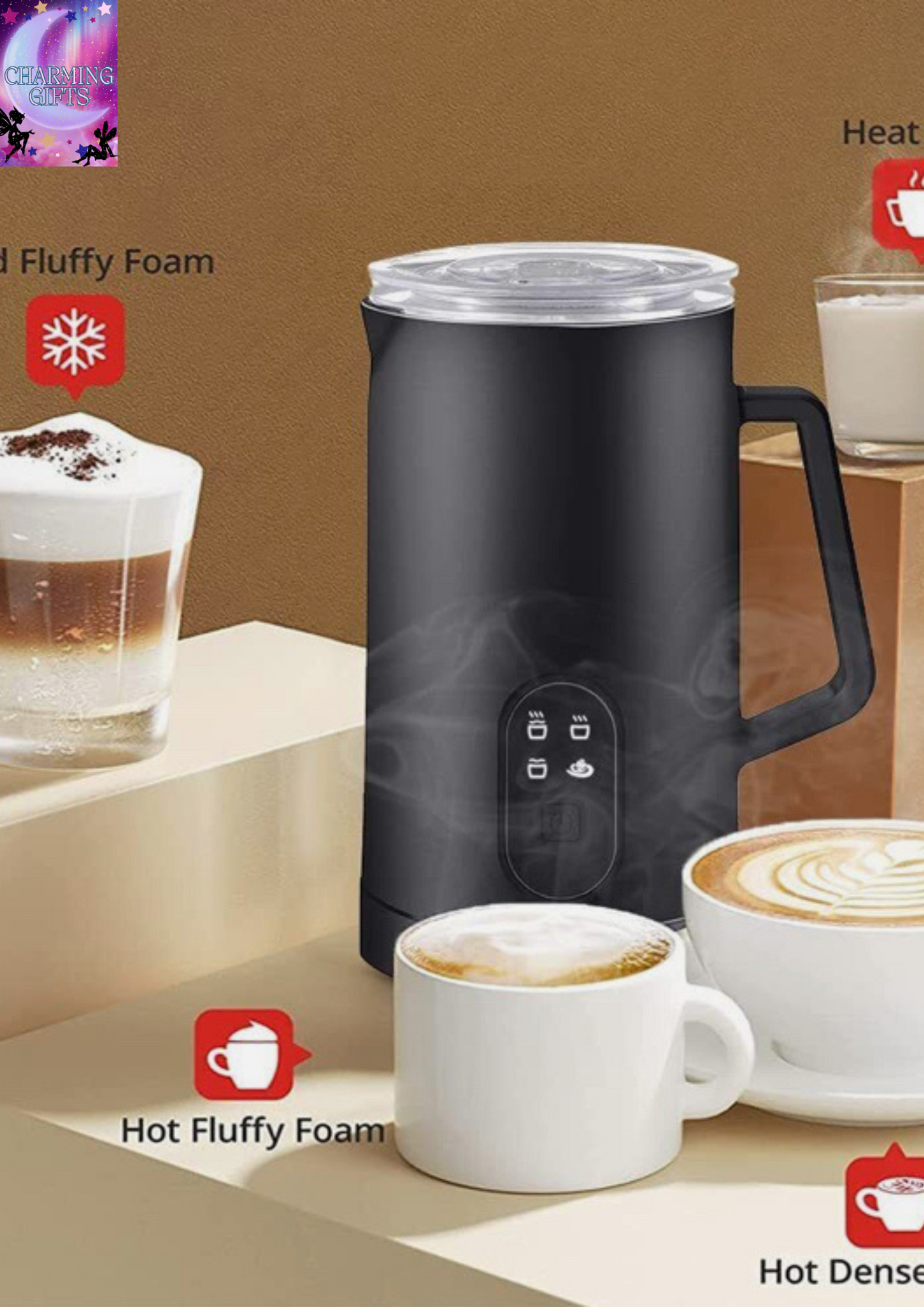 400W 4 in 1 Hot Chocolate Maker Chocoluxe Electric Milk Steamer Frother Black UK