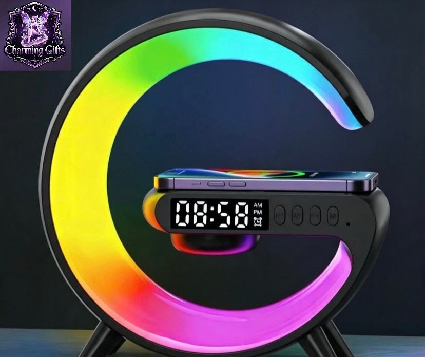 Wireless Speaker - Sunrise Alarm, RGB Rhythm Light, Fast Charging | Tabletop 5.1 Surround Sound, 300mAh Battery, 5-10W Output