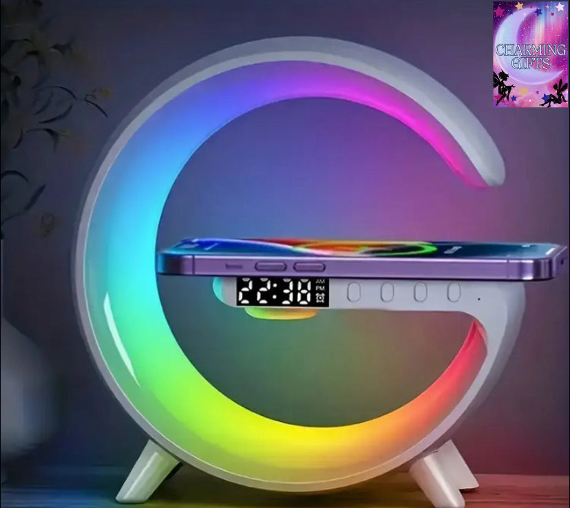 Wireless Speaker - Sunrise Alarm, RGB Rhythm Light, Fast Charging | Tabletop 5.1 Surround Sound, 300mAh Battery, 5-10W Output