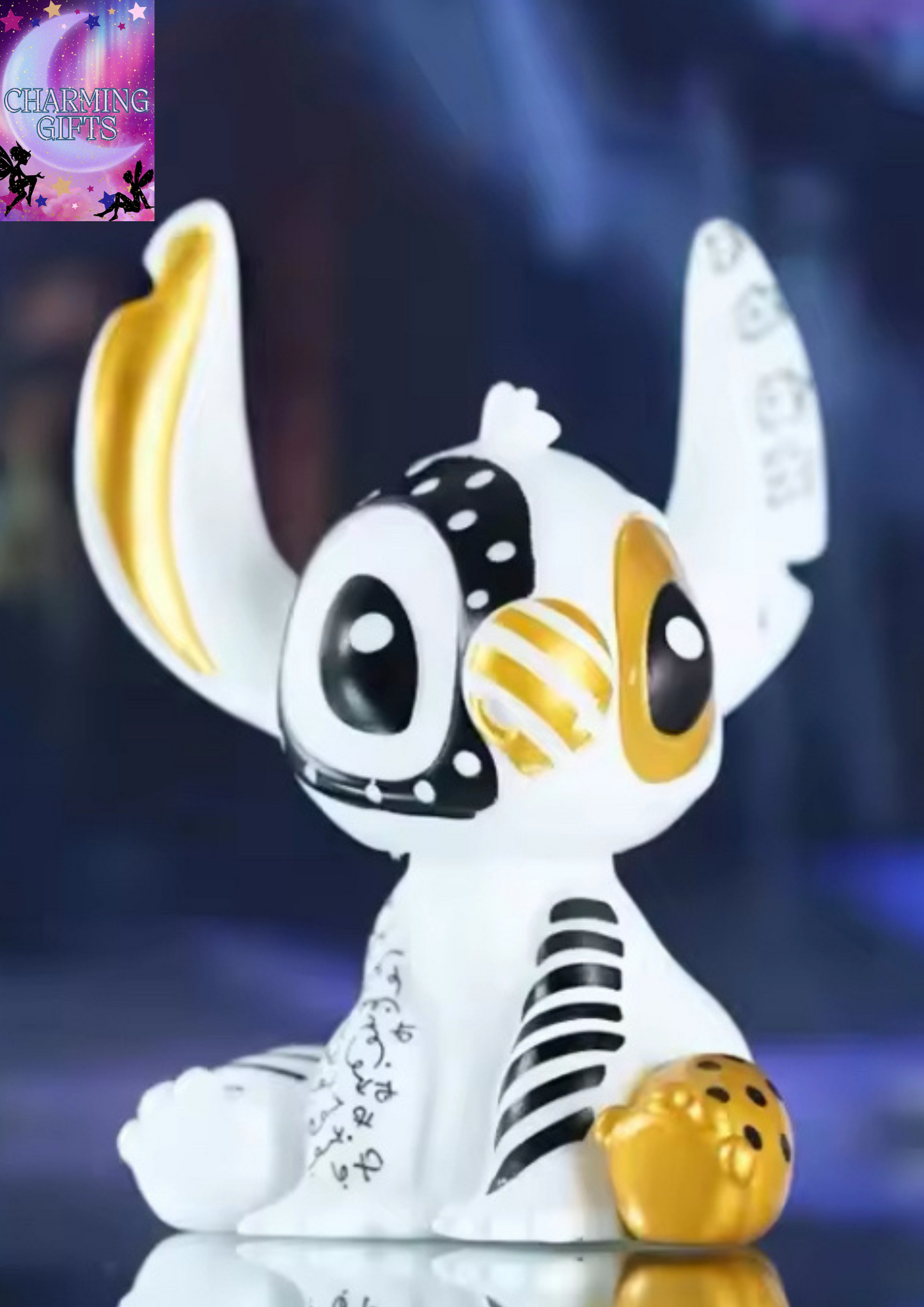 | Disney Stitch Mickey Mouse Action Figure Cartoon Anime Figures Black Gold Figure Car Home Decoration Children's Birthday Gifts