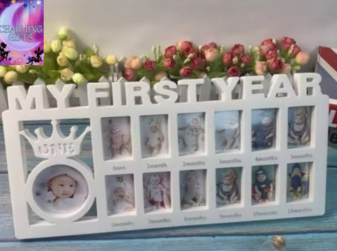 Baby photo frame newborn 0-12 months growth milestone commemorative photo frame PP plastic material baby photography props