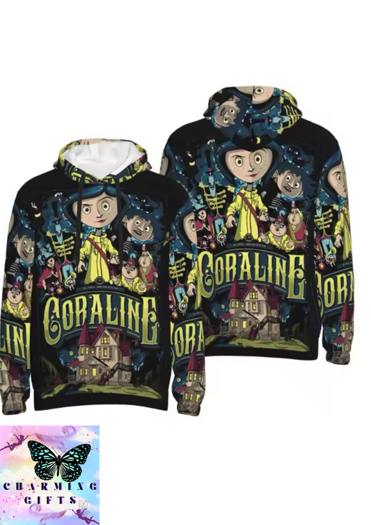 Autumn Coraline Hoodies Cartoon Anime 3D Tracksuit Men Women Fashion Oversized Sweatshirts Hoodie Kids Pullovers Clothing