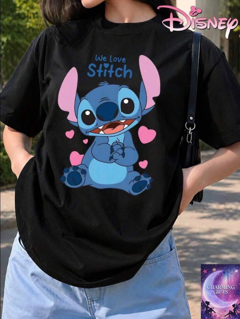 💙 Official Disney Women’s "We Love Stitch" Cotton T‑Shirt 🩷