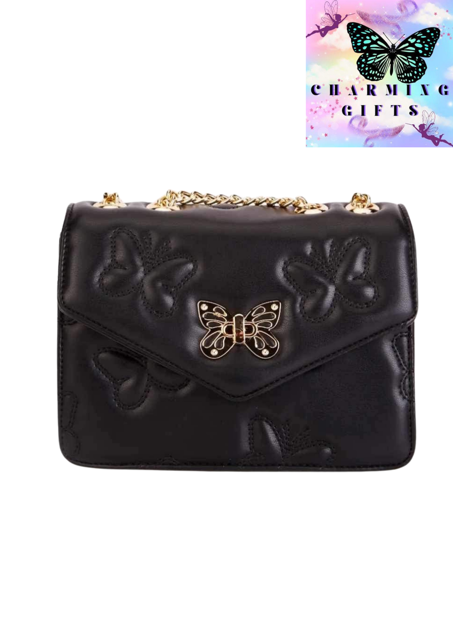 Butterfly Encrusted Flap Bag