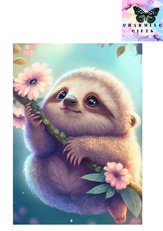 Diamond Painting Art Kits, 5D Diamond Painting Kits for Adults and Kids, Round Crystal Full Drill Diamond Painting Art, Animals Painting Picture Cross Stitch Arts Home Wall Decor (Sloth 30x 40cm)