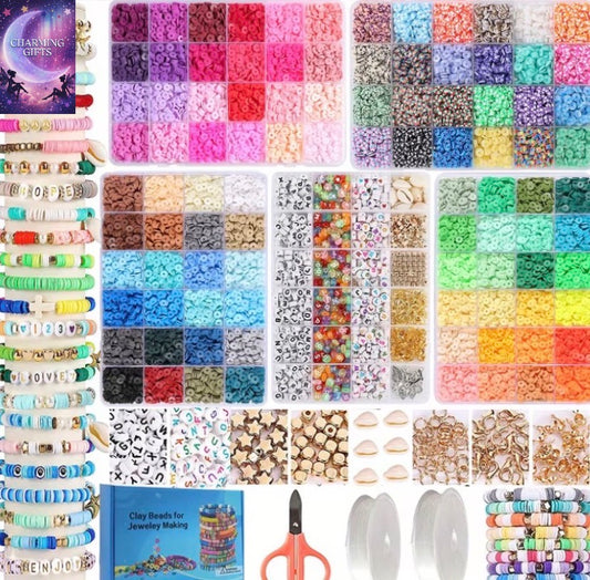 11000pcs Clay Bead Kits Bracelet Beading Kits Handmade Kits Jewelry Making Kit Friendship Bracelet Beads for Jewelry Making Supplies for Birthday Party