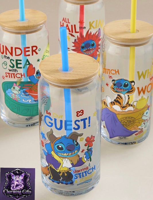 Stitch Under The Sea Tall Can Glass - Set of 4