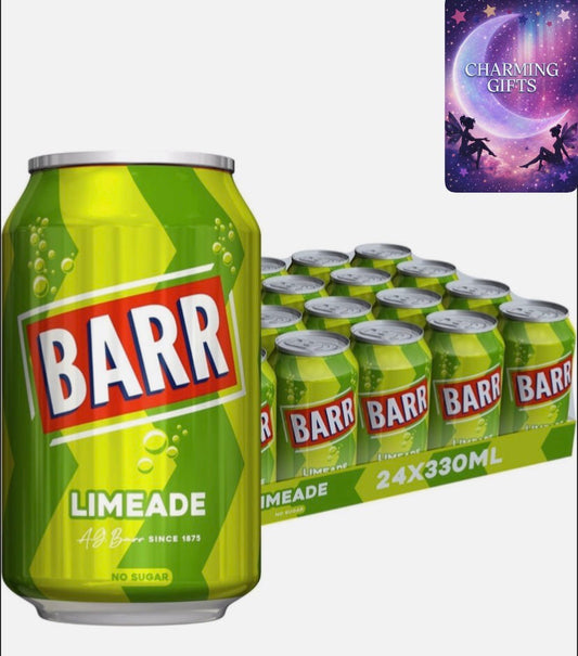 Barr Limeade 24  pack Fizzy Drink Cans, No Sugar, 24 x 330 ML
