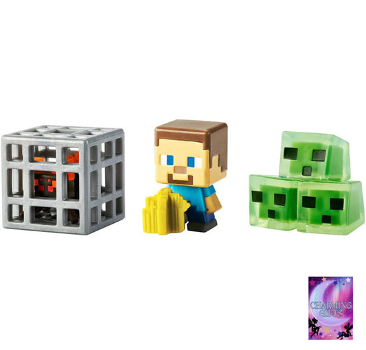 Minecraft Farming Steve, Spawning Spider & Slime Cubes Mini-Figures