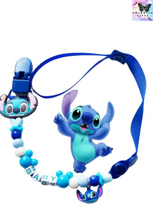 Disney Pacifier Clips Stitch Mickey Anime Figures Baby Teether Chain Silicone Anti-drop Anti-lost