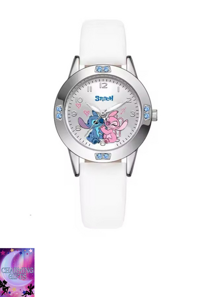 Disney Stitch Cartoon Ladies Girl Steel Belt Belt High Quality Diamond Set Quartz Watch Women's Watches Quartz Wristwatch