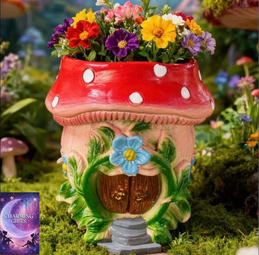 1pc of Garden-style Mushroom House-shaped Resin Planter, a Decorative and Practical Gardening Item Suitable for Both Indoor and Outdoor Placement. Compatible with Various Plants, Ideal for Desktops/balconies/courtyards/living Rooms