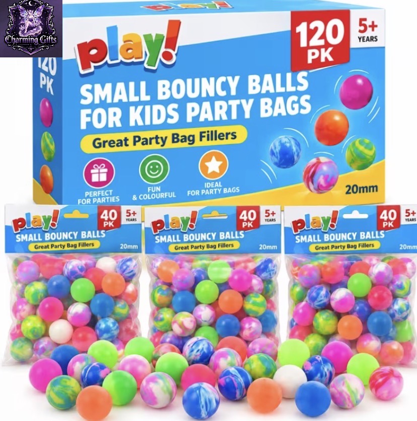 🟡 120-Pack Colourful Bouncy Balls — 18mm