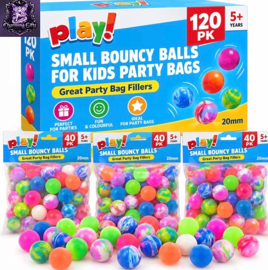 🟡 120-Pack Colourful Bouncy Balls — 18mm