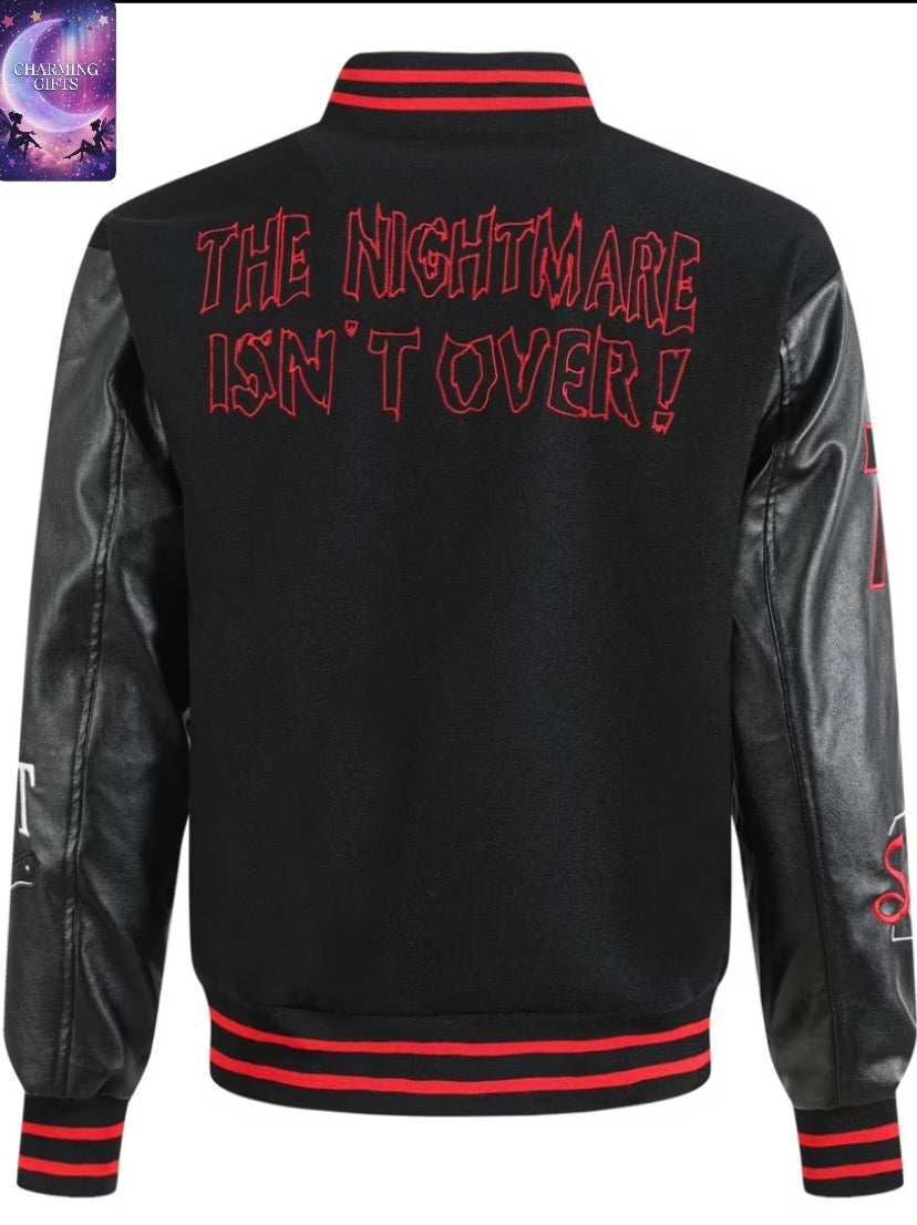 Michael myers Men's Varsity Jacket Casual, Fashionable, High-end Embroidered Black #78 Baseball Jacket, Splicing Black PU Long Sleeves College Coat Hip Hop Street Style Pocket Sportswear