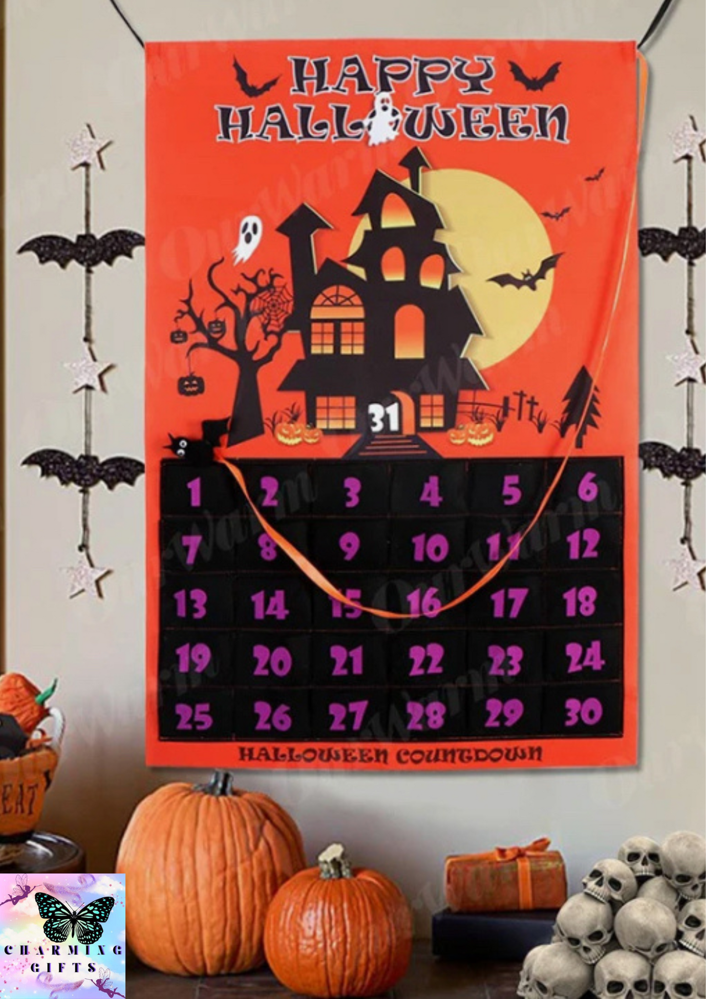 Witch Castle Shaped Ornament Decor Gift Halloween Advent Countdown Calendar