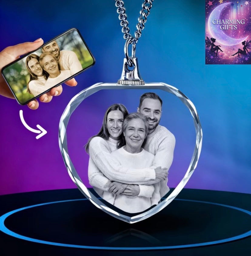 Personalized Photo Pendant Necklace - Custom Image Necklaces Featuring Laser Engraved Pictures - Stylish Synthetic Stone Pendant - Distinctive Memorial Gift for Family, Loved Ones, Thanksgiving, Christmas, And Spring Festival