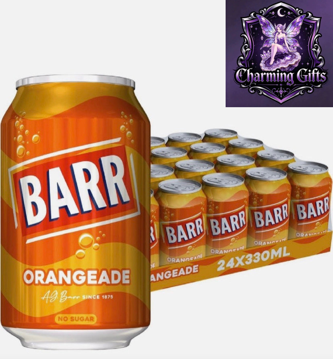Orangeade 24 pack Fizzy Drink Cans, No Sugar, 24 x 330 ML
