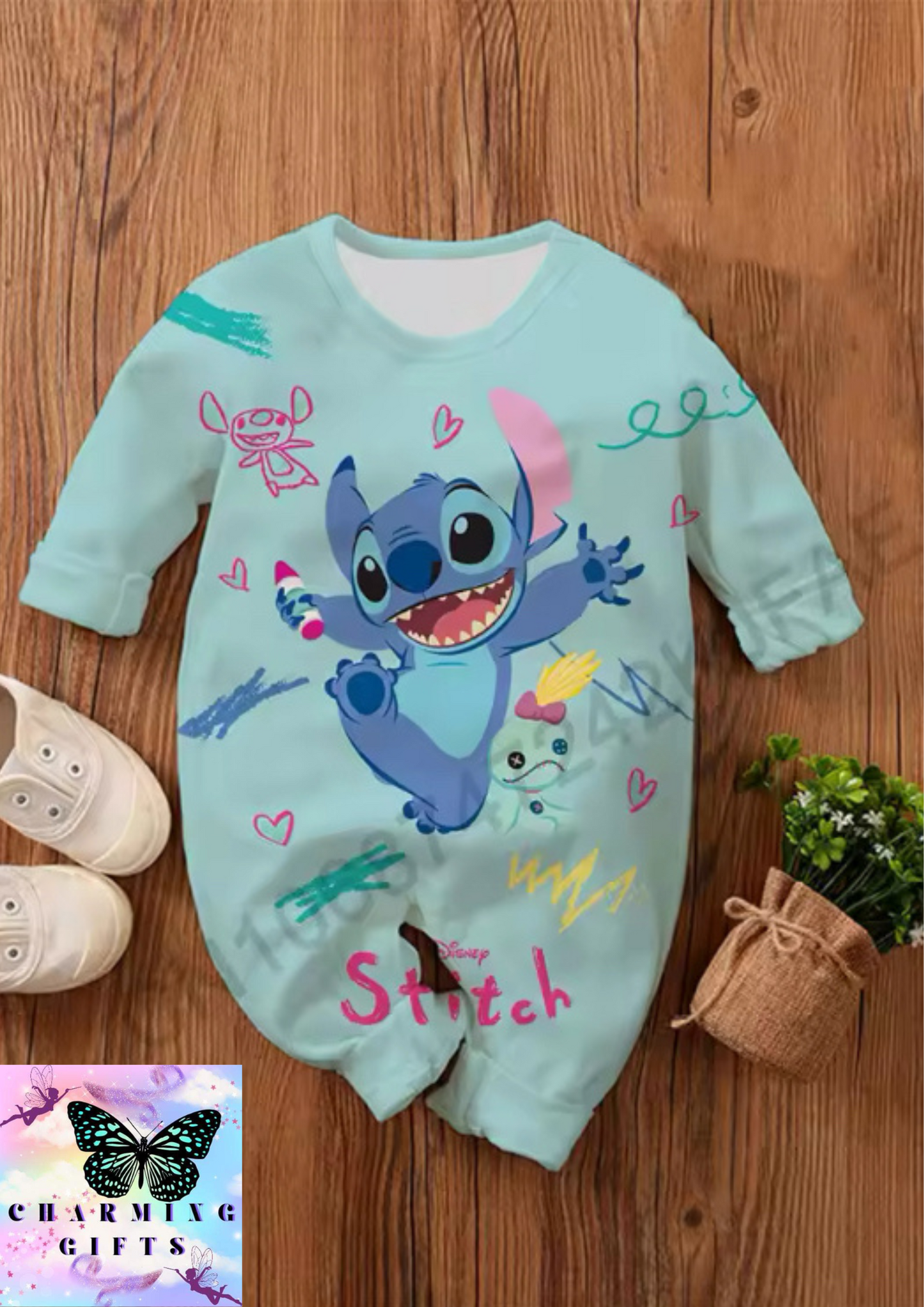 Cartoon Anime Lilo & Stitch Baby Romper 0-4 Years Spring Autumn Boy Girl Babies Jumpsuit 2024 Casual Newborn Climbing Clothing