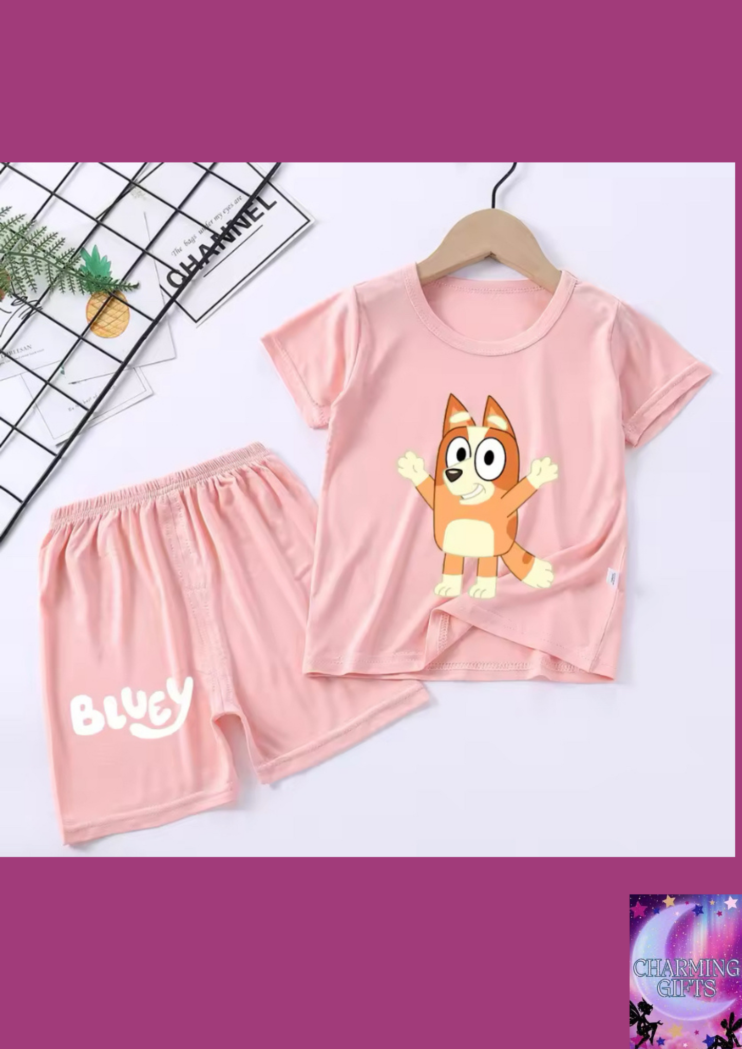 Bluey Bingo Children Short-sleeved Clothes Pants Suit Boys Summer Thin Pajamas Home Baby Air Conditioning T Shirt Girls Gift