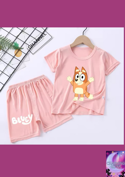 Bluey Bingo Children Short-sleeved Clothes Pants Suit Boys Summer Thin Pajamas Home Baby Air Conditioning T Shirt Girls Gift