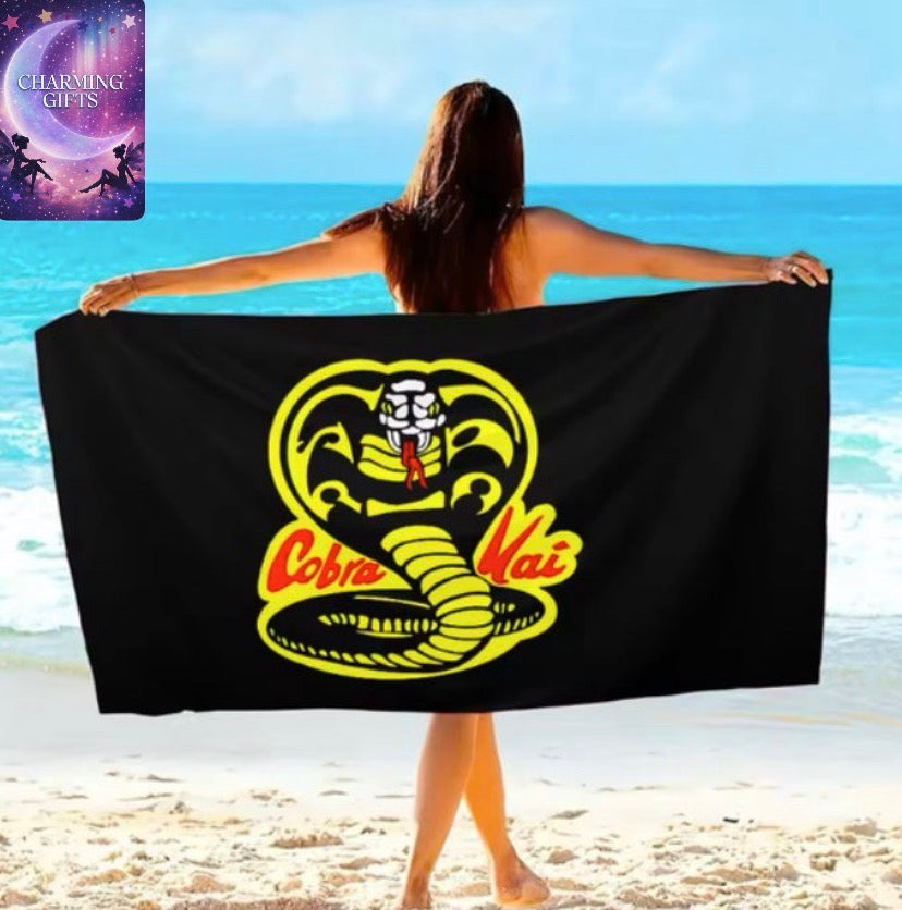 Cobra Kai Snake Towel Beach Towel Outdoor Water Sports Swimming Bath Towel Quick-drying 30x30Cm