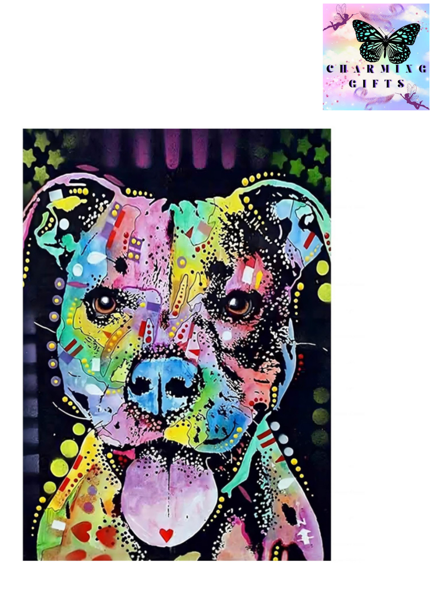 5D Diamond Painting Kits for Adults,Animal Series Diamond Painting Kits,Colour Dog-DIY Round Full Drill 5D Diamond Art for Kids Home Wall Decor(11.8x15.7inch)