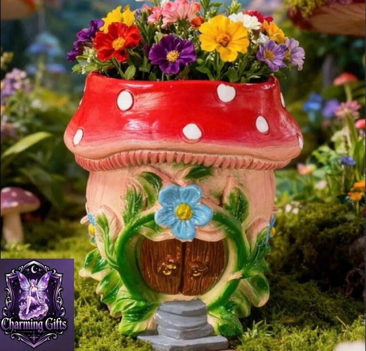 1pc of Garden-style Mushroom House-shaped Resin Planter, a Decorative and Practical Gardening Item Suitable for Both Indoor and Outdoor Placement. Compatible with Various Plants, Ideal for Desktops/balconies/courtyards/living Rooms
