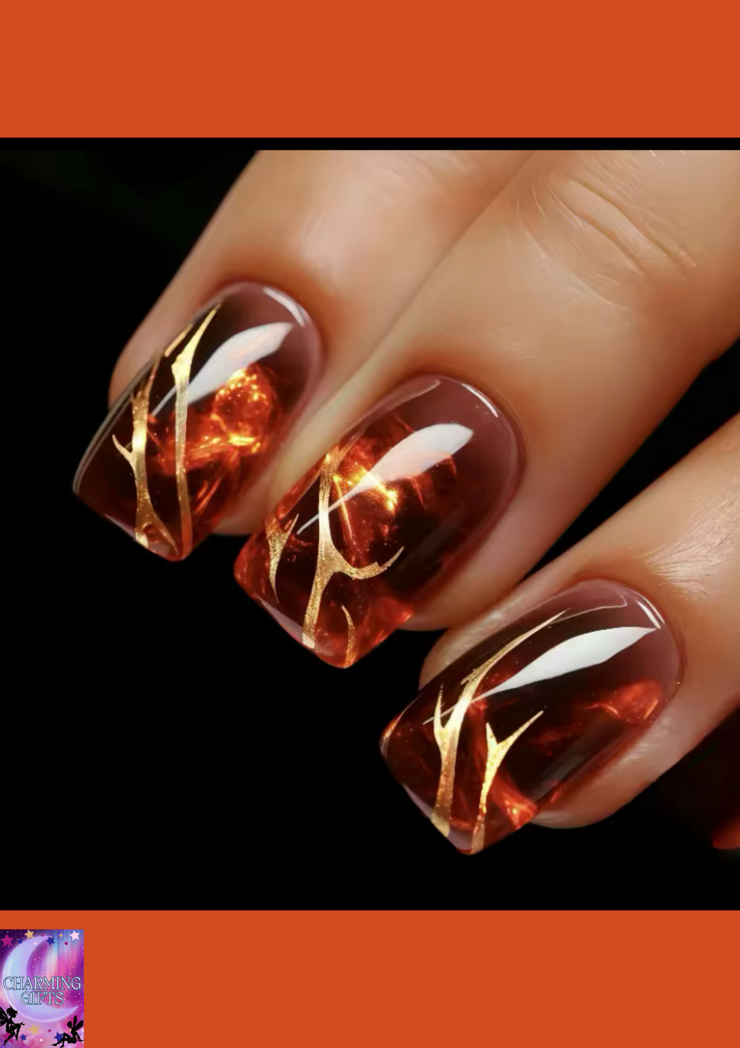 24pcs/set medium long fake nails fashion butterfly feather forest sea wave design gradient blue purple green press on false nail