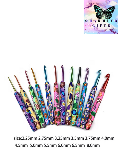 12pcs Colorful Ceramic Handle Alumina Crochet Hooks Knitting Needles Set Sewing Crochet for Weave Sewing Needles Handmade Tool