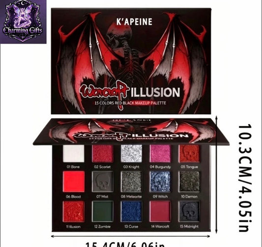 15 Colors Eyeshadow Palette, Highly Pigmented Matte And Shimmer Makeup Palette, Long-Lasting Blendable Eyeshadow Set, Gothic Dark Color Professional Eye Makeup for Party Halloween
