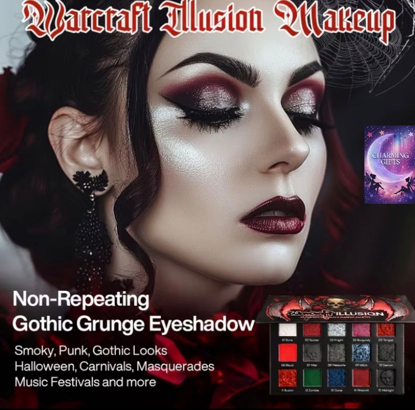 15 Colors Eyeshadow Palette, Highly Pigmented Matte And Shimmer Makeup Palette, Long-Lasting Blendable Eyeshadow Set, Gothic Dark Color Professional Eye Makeup for Party Halloween