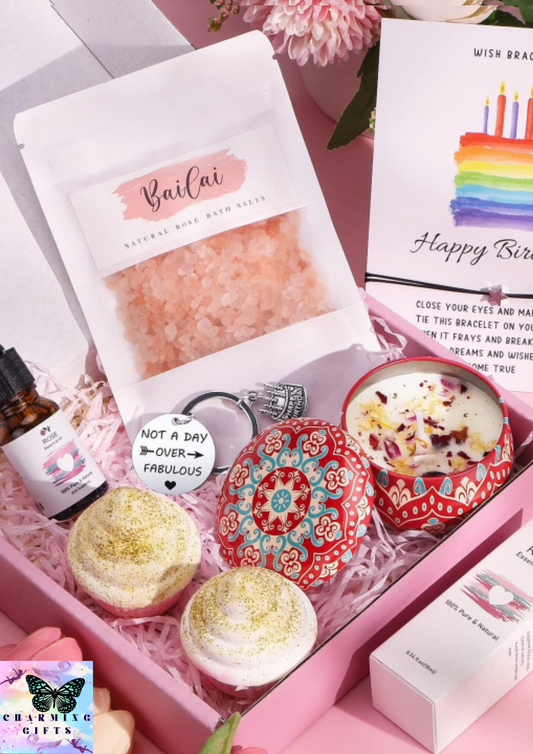 Bath Set Birthday Pamper Gifts for Women Her, Unique Skin Care Birthday Hampers for Women Happy Birthday Self Care Gifts Box for Her, Female Birthday Presents Gifts Ideas for Women Best Friend, Sister