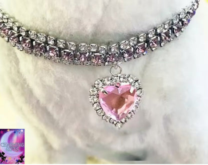 Kitten Diamante Collar Necklace for Cat Rhinestone Cute Bling Puppy Doggy Crystal Pendant Diamond Collar Pet Accessories