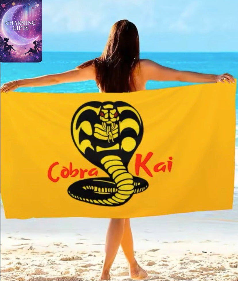 Cobra Kai Snake Towel Beach Towel Outdoor Water Sports Swimming Bath Towel Quick-drying 30x30Cm