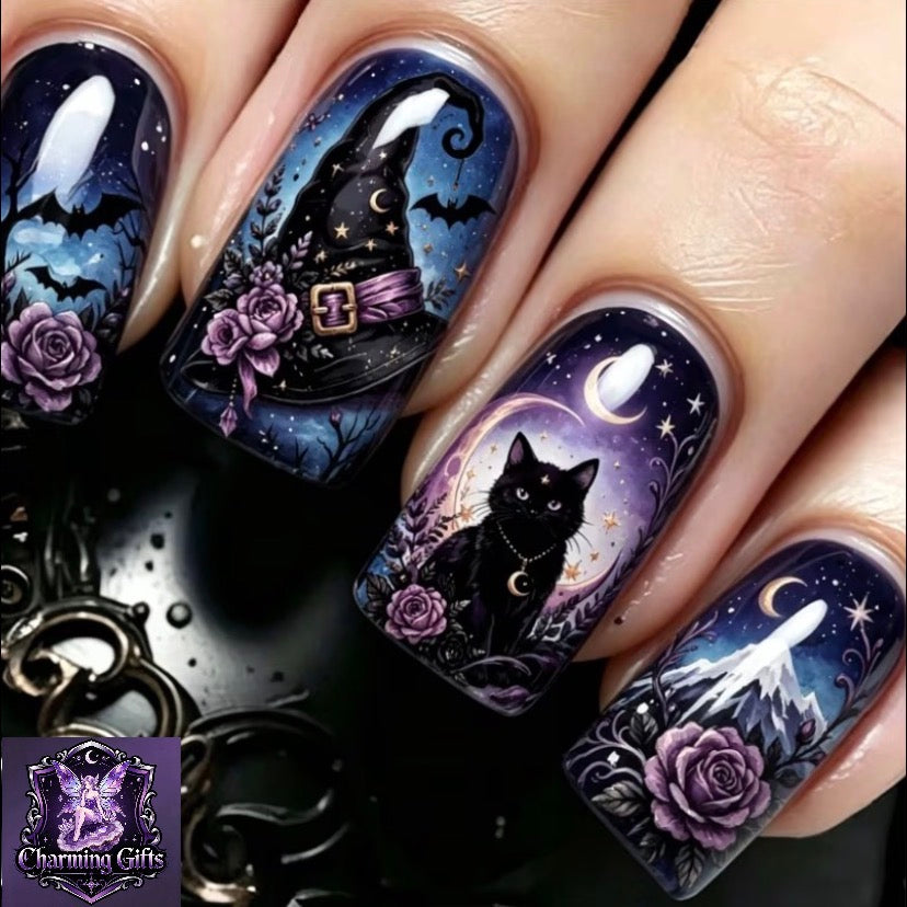 🖤 24pcs Halloween Nail Art Set — Spooky & Stylish All-in-One