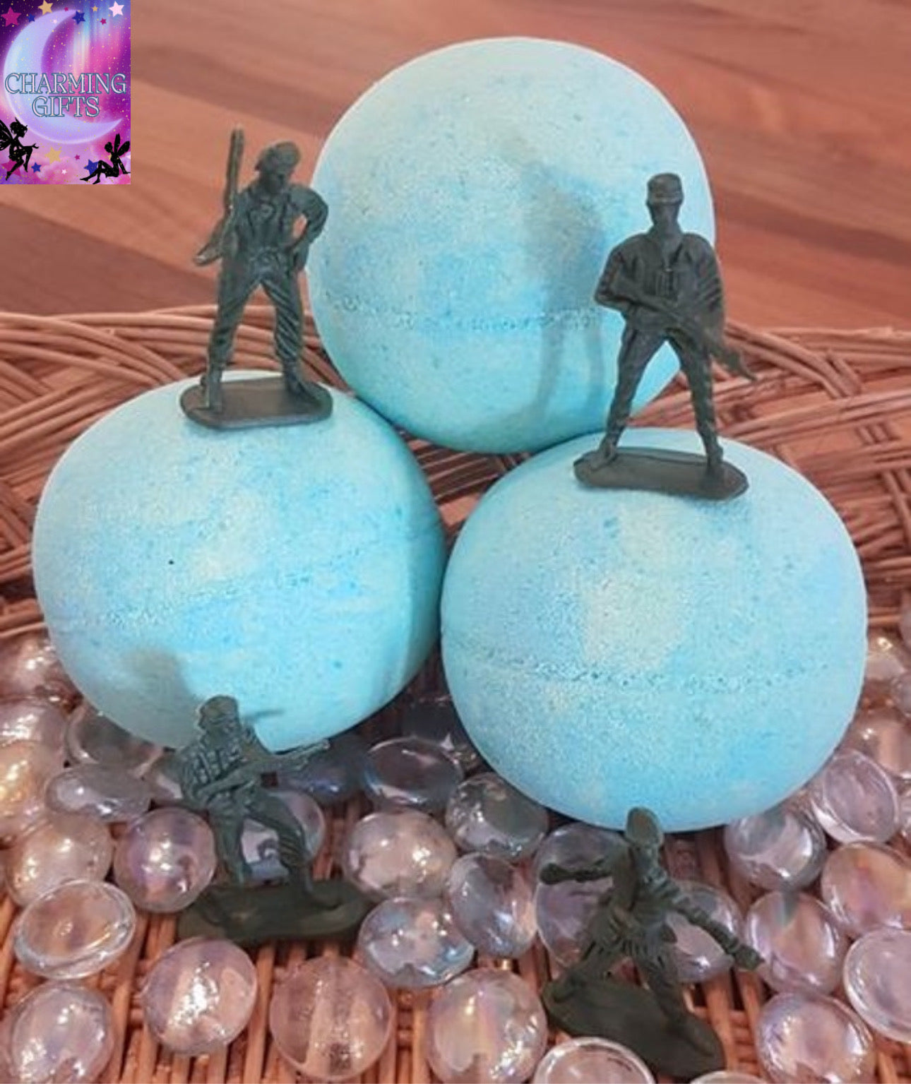 Toy solider bath bomb