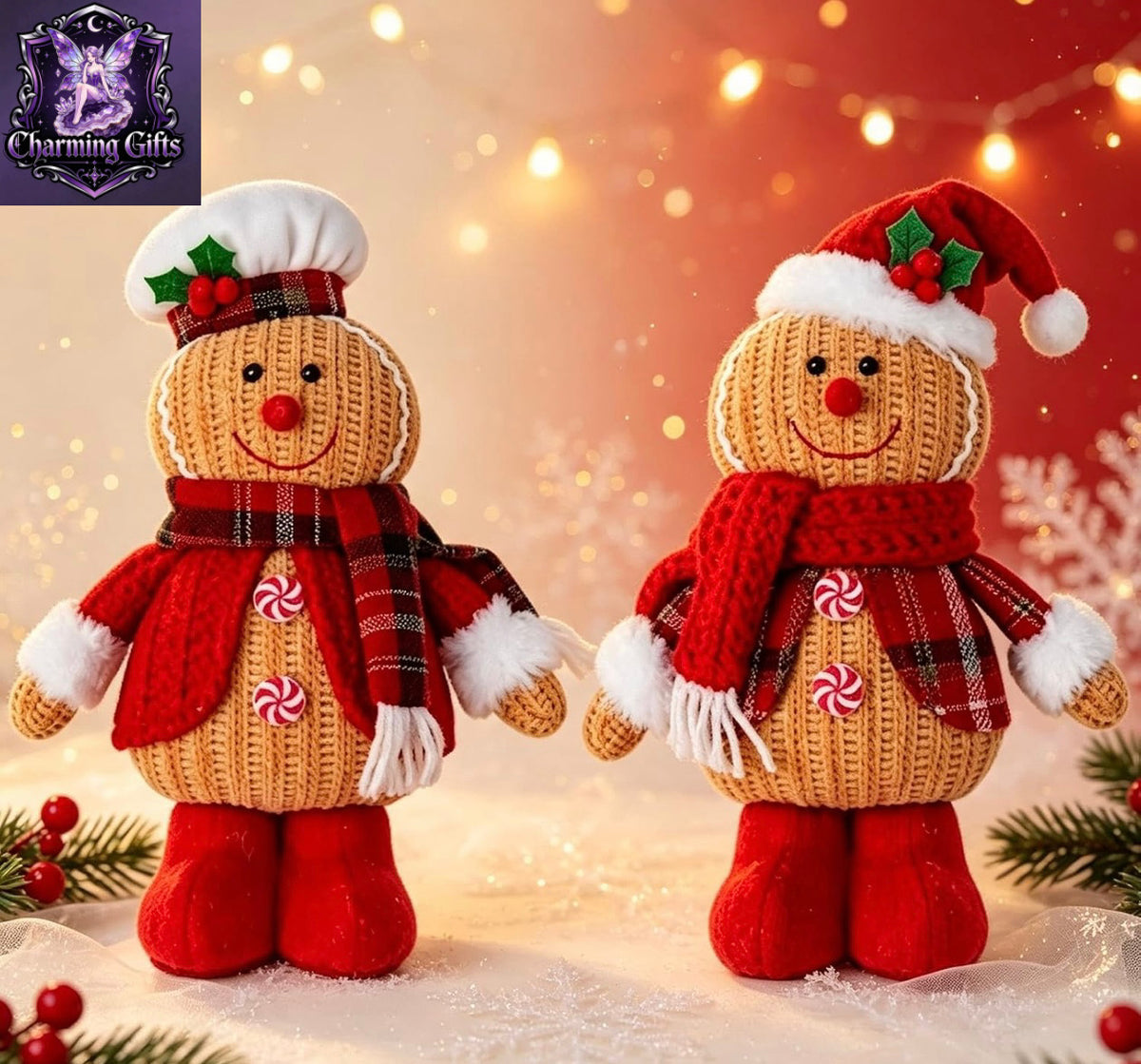 🍪🎄 KNITTED GINGERBREAD FRIENDS — SET OF 2! 🎄🍪