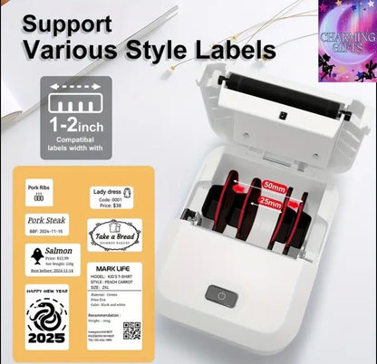 Marklife X2 Thermal Label Printer - Portable Label Maker for Product, Address, Small Business - Compatible with Android, IOS, Windows & Mac, 1 Roll 40x30mm Label, Address Printing, Product Labeling, Compact Label Printer, Portable Form Factor